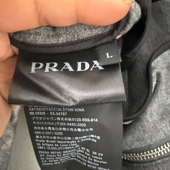 Authentic Prada Gray Felpa Stretch Full Zip Sweatshirt Hoodie Womens Large NEW - Picture 4 of 9